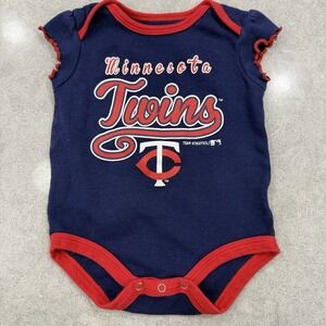 Minnesota Twins Girls 0/3 mo  Ruffled Sleeves Baseball Bodysuit